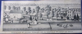 Vintage Residence Of Josiah Perkins Sec Ig Sunfield Tp. Eaton Co. Mich Card - £7.17 GBP
