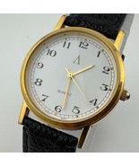 Vintage Avon Quartz Watch Men Gold Tone White Dial Leather Japan Movt Ne... - $36.75 CAD