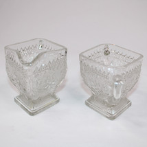 Vintage Indiana Glass Crystal Pineapple And Floral Diamond Sugar And Cre... - £7.35 GBP