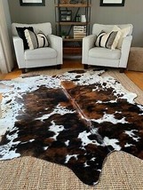 Tricolor Cow Hide Skin Leather Rug - Average Size 8X7 feet - New Cowhide Rug - $247.49