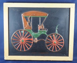 Vintage Luz Barouche Carros Relieve Plástico Lámina Enmarcada W/ Marco de Madera - £69.88 GBP