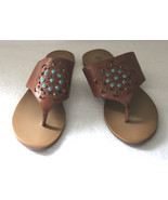 NEW! Lucky Brand Tan Leather Like LP-BREESE Studded Sandals 9.5 B $118 - £44.84 GBP