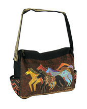 Scratch &amp; Dent Laurel Burch Native Horses Medium Canvas Hobo Bag - $23.76