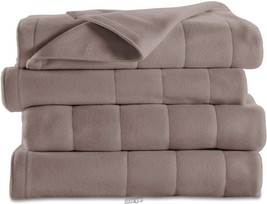Sunbeam Heated Electric Blanket Twin Mushroom Fleece - £38.19 GBP