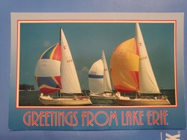 Vtg Postcard Sailboats On Lake Erie, Buffalo, Cleveland, Great Lakes - £3.93 GBP