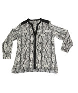 Calvin Klein Button Up Blouse Black &amp; White Snakeskin Print Size Large E... - €9,58 EUR