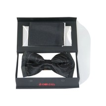 Men Formal Award Bow Tie Hankie Insomnia by Manzini Floral MZS303 Black Gold image 5