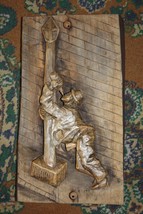 George Marincu Signed Drunk Man Wooden Figurine Wall Plaque Sculpture Rare 16&quot; - £185.00 GBP