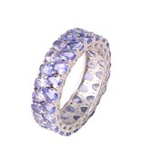Beautiful Natural Tanzanite 925 sterling silver full round band with rho... - £188.22 GBP