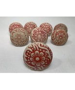 8  Vintage Ceramic Knobs Pulls Drawer Cabinet Pink Floral Decorative - $564.50 MXN