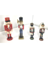 4 Christmas Wood Nutcrackers Guard  Staff  Red Green Blue - $20.50 CAD