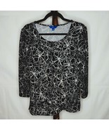 Apt. 9 Womens Blac White Floral Print Tunic Top XXL 3/4&quot;Sleeve Polyester... - $261.55 MXN