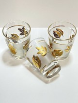 Vintage Libbey Golden Foliage Shot Glasses 3.5&quot; Tall Leaf Leaves Libby (3) - £12.62 GBP