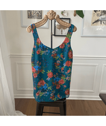 CAbi Still Life Teal Floral Chiffon Cami Tank 3449 L - $398.05 MXN