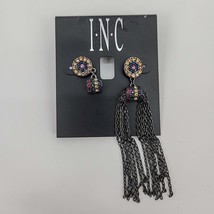 I.N.C. Hematite-Tone Mix N Match Pavé and Chain Tassel Drop Earrings - £5.56 GBP