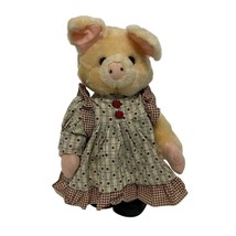 Tender Heart Treasures Piggy Pig Piglet Stuffed Animal Plush Doll 1992 Y2K Dress - £20.80 GBP