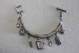 Rare Retired Burberry Watch BU5207 Sterling Silver Charm Bracelet Braided Band - £139.37 GBP