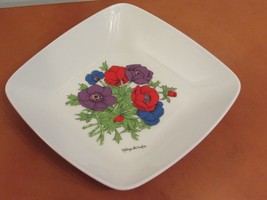 Georges Briard Anemone 7&quot; Bowl  Plate Purple Red Blue Flowers  - £11.76 GBP