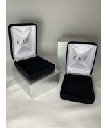 2 KAY Jewelers Empty Lg  Black Velvet Jewelry Earrings Clamshell W/Slv B... - $29.45