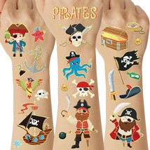 568 Pieces Pirate Temporary Tattoos Cute Fake Pirate Tattoos Body Pirate... - $20.95