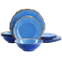 Elama Roma 12 Piece Melamine Dinnerware Set in Blue - $1,300.63 MXN