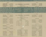 American President Lines SS President Van Buren Guest Lists 1934 - £21.68 GBP