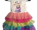 Sunny Fashion Girls Happy Birthday Colorful line Dress with Tulle Skirt ... - £8.17 GBP