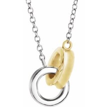 Interlocking Circle Necklace in 14k White and Yellow Gold - £368.92 GBP
