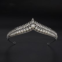 KMVEXO  Pearl Bridal Crystal Tiaras Crown Princess Queen Pageant Prom Rhinestone - £14.70 GBP
