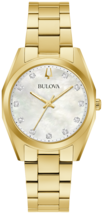 Bulova Surveyor Diamond Gold Tone Mother-of-Pearl Ladies Watch 97P172 - £298.99 GBP