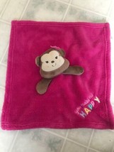 Pink Cutie Pie Monkey You Make Me Happy Lovey Security Blanket Pink Flower - £21.21 GBP