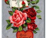 Rose Emblem of Fond Love Valentines Day Silver Foil Textured DB Postcard... - $3.91