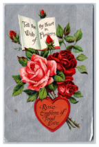 Rose Emblem of Fond Love Valentines Day Silver Foil Textured DB Postcard R13 - £3.12 GBP