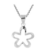 Retro Daisy Hammered Flower Sterling Silver Necklace - $18.21