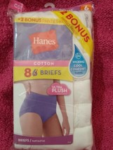 New Women&#39;s White Cotton Tagless Briefs Fruit of the Loom 8 pack Size 6 - $12.99