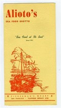 Alioto&#39;s Sea Food Grotto Restaurant Menu 8 Fisherman&#39;s Wharf San Francisco 1940s - £74.16 GBP