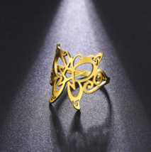 Stainless Steel Hollow Butterfly Star Ring (Silver, Gold) FAST SHIPPING! - £7.95 GBP