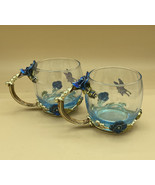 ARC of France Luxury Classic Enamel Coffee Cup Blue Butterfly LOT 2 - €23,09 EUR
