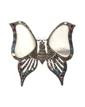 Women&#39;s Brooch Pin Vintage Butterfly Mother of Pearl In Sterling Silver 925 - £397.70 GBP