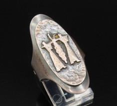 ISRAEL 925 Silver - Vintage Carved Hebrew Biblical Hammered Ring Sz 8.5- RG25868 - £48.05 GBP