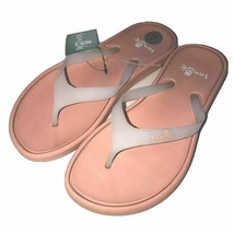 Sanuk Womens Flip Flops Sidewalker Thong Sandals Rubber Jelly Flats Peac... - £15.40 GBP