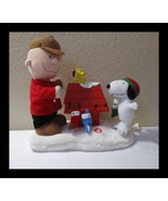 Gemmy Peanuts Charlie Brown &amp; Snoopy with Woodstock on Dog House - $47.20 CAD