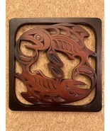 Handcrafted Trivet Salmon Fish by Boma Mahogany Color Recycled Glass Can... - $206.16 MXN