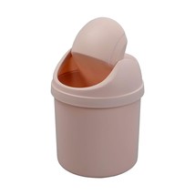 2 L Plastic Mini Desktop Trash Can, Swing-Top Tiny Waste Bin, Pink - £20.77 GBP