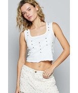 POL Eyelet Stud Detail Scoop Neck Cropped Tank - $55.63 CAD