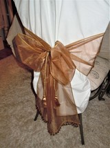 Sheer Christmas Amber Chair Bow Sash Ribbon Tie Back &amp; Sparkle Placemat ... - $59.99