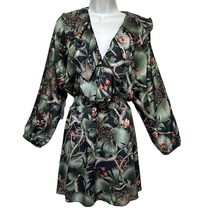 H&amp;M × Johanna Ortiz Green Floral Print Long Sleeve Mini dress Size XS - £17.85 GBP
