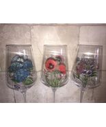 3 Portmeirion Botanic Garden 9 3/4&quot; Hydrangea, Sweet Pea &amp;poppy Wine Gla... - $50.28 CAD