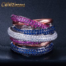 Luxury Twist Cross Multi Layered Cubic Zirconia Large Engagement Finger Rings Du - £17.61 GBP