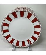 4 Grace Teaware Dinner Plates10.5” Red and White Stripe New - $71.23